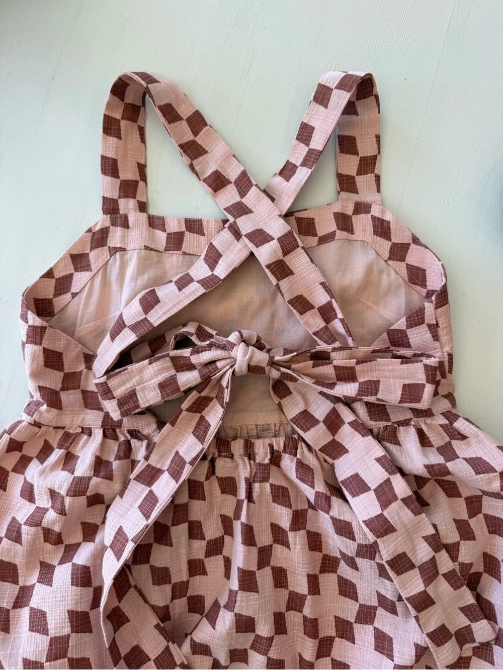 Madewell Pink and Brown Checked Tiered Dress - Picture 2 of 5